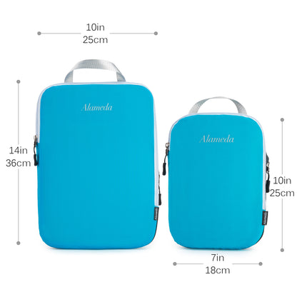 Packing Cube Set of 3 for Travel, Compression Bags Organizer for Luggage / Backpack, Sea Blue