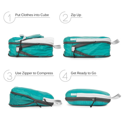 Packing Cube Set of 3 for Travel, Compression Bags Organizer for Luggage / Backpack, Marrs Green