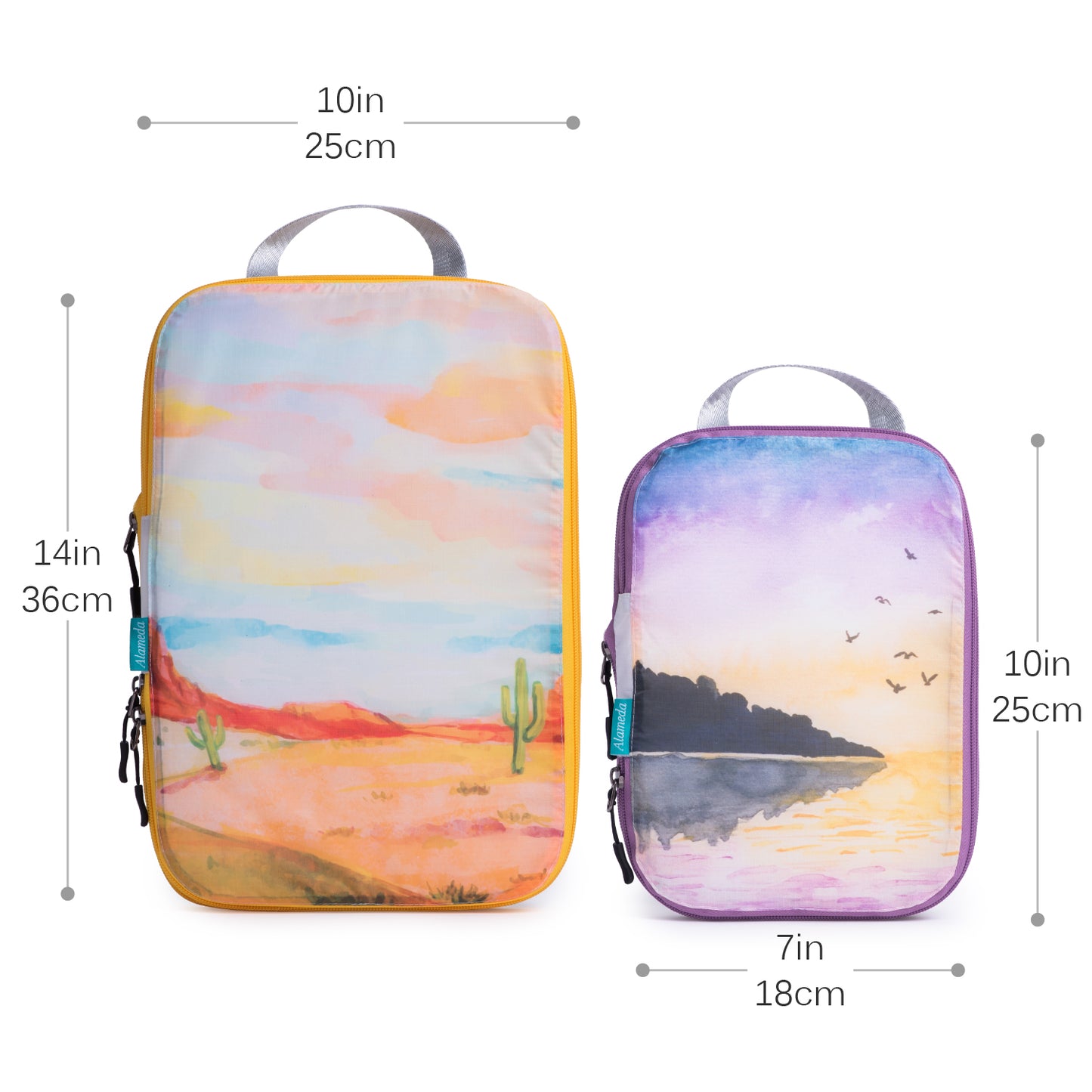 Packing Cube Set of 3 for Travel, Compression Bags Organizer for Luggage / Backpack, Painting